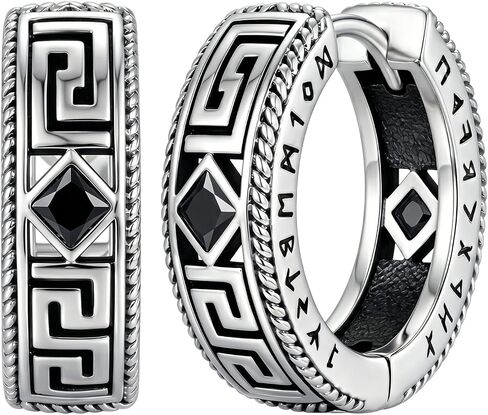 Norse Viking Runes Hoop Earrings Rune Celtic Hoop Earring Viking Jewelry Gifts Celtic Knot Punk Hoop Earrings for Men Women in Saudi Arabia