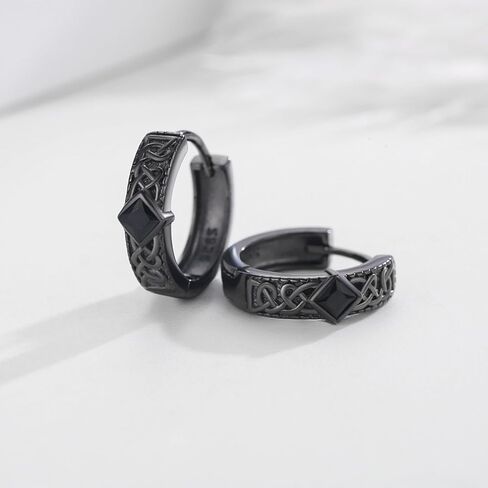 Celtic Earrings 925 Sterling silver Celtic Knot Hoop Earrings Irish Jewelry Gifts for Men Women in Kuwait