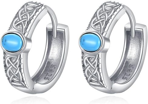 Celtic Earrings 925 Sterling silver Celtic Knot Hoop Earrings Irish Jewelry Gifts for Men Women in Kuwait