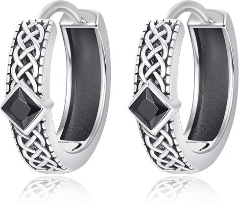Celtic Earrings 925 Sterling silver Celtic Knot Hoop Earrings Irish Jewelry Gifts for Men Women in Kuwait