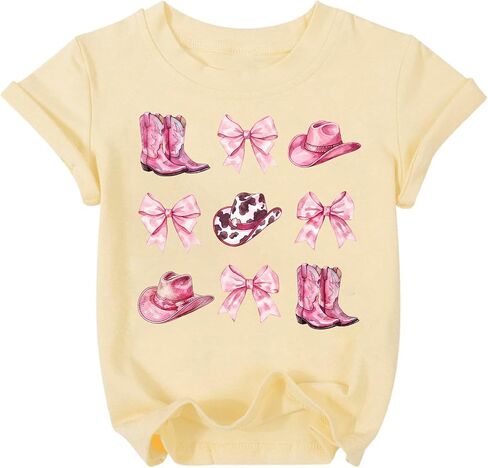 Cowgirl Shirt for Girl 5-9 Year Kids Western Shirts Cute Cowgirl Floral Graphic Girl Short Sleeve Tee Top in Kuwait