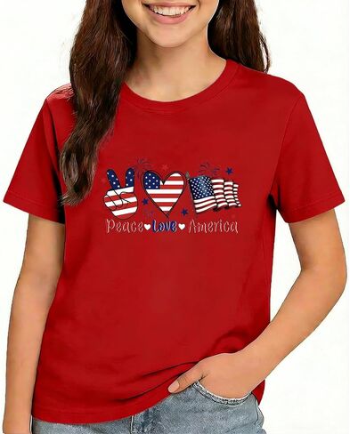 Grils Boys 4th of July Shirt American Flag T-Shirts USA Star Stripes Graphic Independence Day Outfit for Kids in Saudi Arabia
