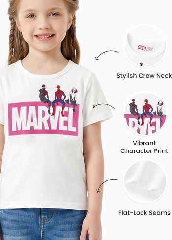 Disney Marvel Princess Frozen Stitch Minnie Girl Shirts Toddler Tee Cotton Short Sleeve Crewneck T-Shirt Summer Clothes 2-9Y in Kuwait