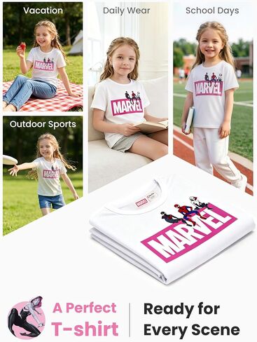 Disney Marvel Princess Frozen Stitch Minnie Girl Shirts Toddler Tee Cotton Short Sleeve Crewneck T-Shirt Summer Clothes 2-9Y in Kuwait