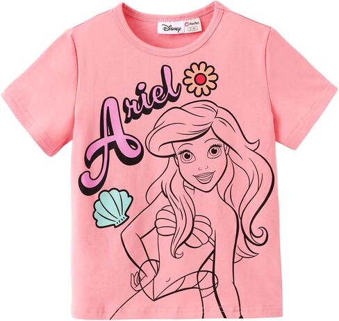 Disney Marvel Princess Frozen Stitch Minnie Girl Shirts Toddler Tee Cotton Short Sleeve Crewneck T-Shirt Summer Clothes 2-9Y in Kuwait