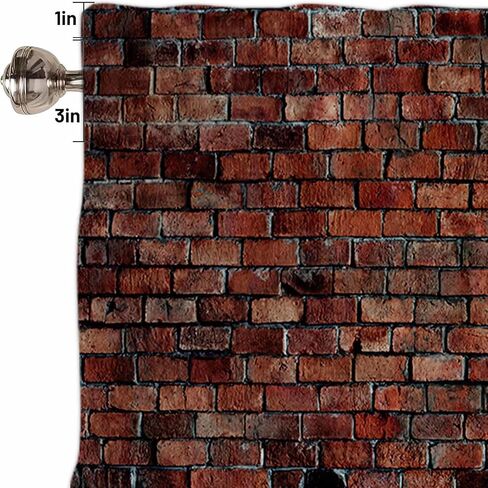 54x18Inch Polyester Red Bricks Wall Curtains Valance Rustic Brick Texture Short Topper Curtain Vintage Small Rod Pocket Window Treatment Drape for Living Room Kitchen Home Decor 1 Panel in Saudi Arabia