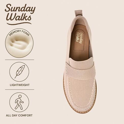 Women’s Knit Loafer ZAMI, Breathable Slip-On, Lightweight Lug Sole, Cushioned Closed Toe Casual Shoe in Kuwait