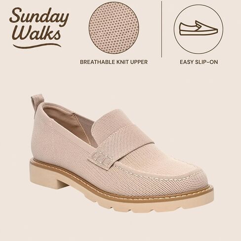 Women’s Knit Loafer ZAMI, Breathable Slip-On, Lightweight Lug Sole, Cushioned Closed Toe Casual Shoe in Kuwait