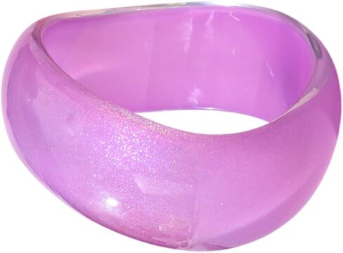 COLORFUL BLING Chunky Glitter Resin Bangle Bracelet for Women - Irregular Wavy Wide Acrylic Statement Cuff, Retro Y2K Summer Fashion Jewelry for Party & Daily Wear in Kuwait