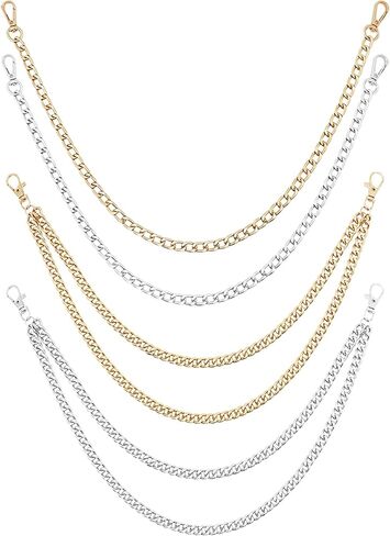 4 PCS Pants Pocket Chain Metal Jeans Trousers Decorative Chains Belt for Men Women to Hold Wallet Key Streetwear Hip Hop Punk Accessories (Gold + Silver) in Saudi Arabia