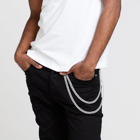 4 PCS Pants Pocket Chain Metal Jeans Trousers Decorative Chains Belt for Men Women to Hold Wallet Key Streetwear Hip Hop Punk Accessories (Gold + Silver) in Saudi Arabia