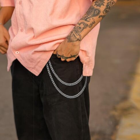 4 PCS Pants Pocket Chain Metal Jeans Trousers Decorative Chains Belt for Men Women to Hold Wallet Key Streetwear Hip Hop Punk Accessories (Gold + Silver) in Saudi Arabia