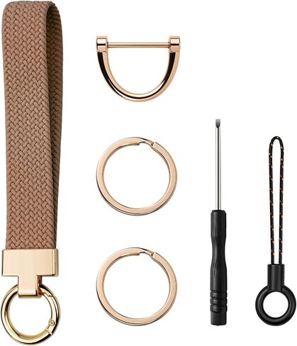 Wristlet Keychain for Women Men, Woven Wrist Key Chain with 3 Key Rings, D Ring, Cute Wrist Lanyard for Car Keys in Saudi Arabia