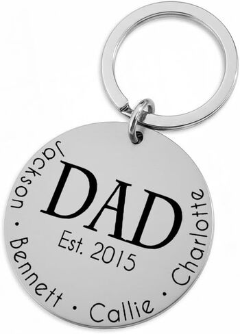 Personalized Keychain for Dad – Custom Stainless Steel Engraved Gift with Kids’ Names & Dates, Father’s Day, Birthday, Grandpa Present in Kuwait