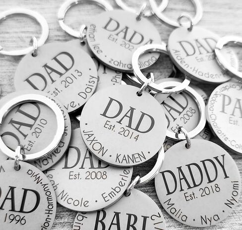 Personalized Keychain for Dad – Custom Stainless Steel Engraved Gift with Kids’ Names & Dates, Father’s Day, Birthday, Grandpa Present in Kuwait