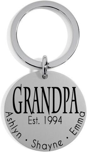 Personalized Keychain for Dad – Custom Stainless Steel Engraved Gift with Kids’ Names & Dates, Father’s Day, Birthday, Grandpa Present in Kuwait