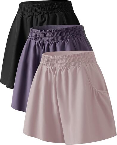 TAISIM Women's High Waist Workout Shorts with Pockets&Liner-Quick Dry Athletic Shorts for Running, Gym, Hiking&Casual Wear in Saudi Arabia
