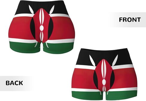 Flag of Kenya Print Elastic Workout Shorts for Women,Running Shorts,Perfect for Fitness and Daily Wear in Kuwait