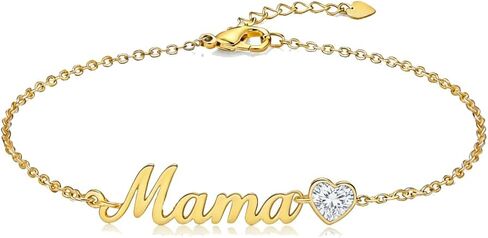 Diamond Mama Birthstone Bracelet Adjustable 18K Gold Plated April Mother Mom Mama Birthstone Bracelet Mother's Day Jewelry Gifts for Women Mom Her,with 7"+2" chain in Saudi Arabia