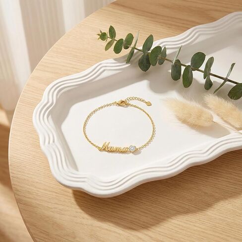 Diamond Mama Birthstone Bracelet Adjustable 18K Gold Plated April Mother Mom Mama Birthstone Bracelet Mother's Day Jewelry Gifts for Women Mom Her,with 7"+2" chain in Saudi Arabia