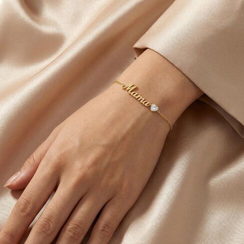 Diamond Mama Birthstone Bracelet Adjustable 18K Gold Plated April Mother Mom Mama Birthstone Bracelet Mother's Day Jewelry Gifts for Women Mom Her,with 7"+2" chain in Saudi Arabia
