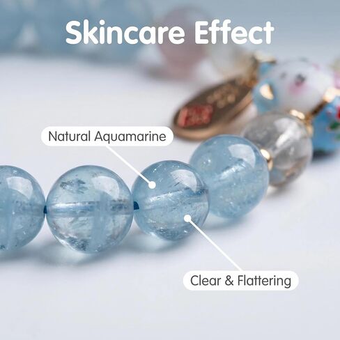 moniko Lucky Cat Bracelet for Women with Blue Crystal Beads, Ceramic Feng Shui Cat Pendant Jewelry for Good Luck, Wealth, Protection, Positive Energy in Saudi Arabia