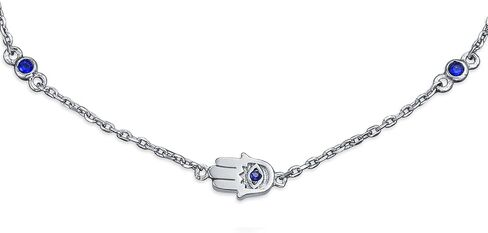 Bling Jewelry سوار سحر عين الشر - مطلي بالروديوم. فضة استرليني عيار 925 بسيطة CZ مع موسع in Kuwait