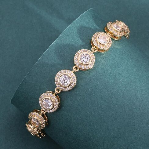 Gold Bracelet for Women, 18K Gold Plated Cubic Zirconia Tennis Bracelet, Fit for 6 to 7.5 Inch Wrists, Sparkly Dainty Jewelry Gift in Saudi Arabia
