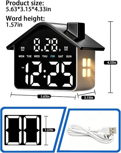 Plug in Digital Alarm Clocks with Battery Backup Memory for Bedrooms, Date Time and Weekday, Snooze, 2 Alarms, Ambient Lighting for Living Room, Bedside Office Gaming Desk Decor (Black) in Saudi Arabia