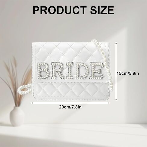 Bride White Leather Bag with Pearl Chain Clutch Women's Evening Wedding Bag for Bride Party Wedding Outdoor (white) in Saudi Arabia
