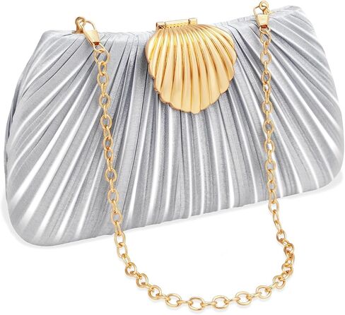 YBMYCM Clutch Evening Purse for Women, Handheld with Shell Clasp, Elegant Silk Handbag for Wedding Prom Luxury Dinner in Kuwait