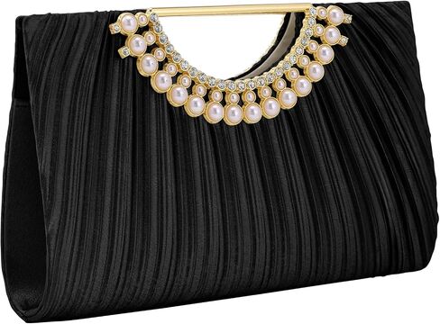 Women Clutch Purse Satin Pleated Formal Dressy Evening Bag Handbag with Chain Strap for Wedding Cocktail Prom Party in Saudi Arabia