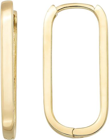 14K Solid Gold Huggie Hoops Earrings for Women, Rectangle Geometric Oval Hoops Dainty Earrings for Women in Saudi Arabia