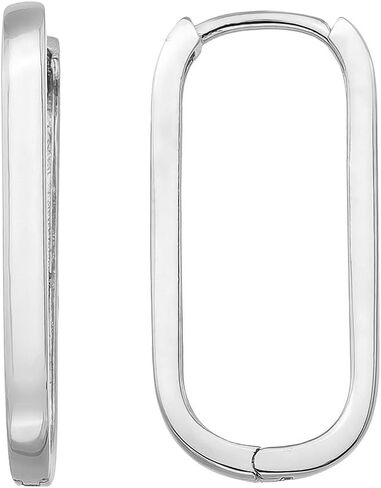 14K Solid Gold Huggie Hoops Earrings for Women, Rectangle Geometric Oval Hoops Dainty Earrings for Women in Saudi Arabia