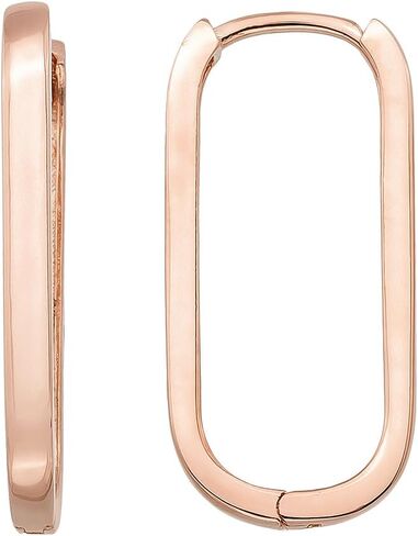 14K Solid Gold Huggie Hoops Earrings for Women, Rectangle Geometric Oval Hoops Dainty Earrings for Women in Saudi Arabia