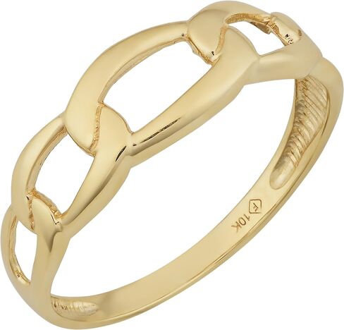 Kooljewelry Minimalist 10k Yellow Gold Polished Figaro Ring in Kuwait