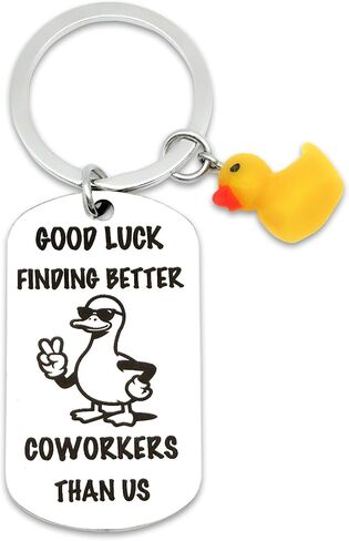 Funny Coworker Leaving Gift for Women Men Good Luck Duck Keychain Farewell Goodbye Gifts for Coworkers Lucky Duck Going Away Gift for Work Bestie Colleagues Friends Christmas Retirement in Kuwait