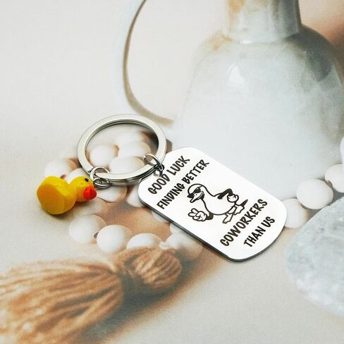 Funny Coworker Leaving Gift for Women Men Good Luck Duck Keychain Farewell Goodbye Gifts for Coworkers Lucky Duck Going Away Gift for Work Bestie Colleagues Friends Christmas Retirement in Kuwait