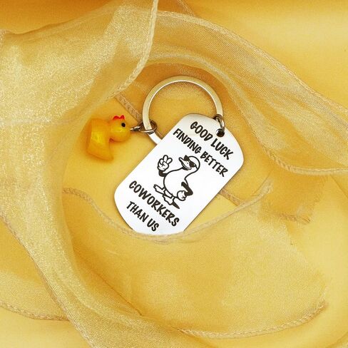 Funny Coworker Leaving Gift for Women Men Good Luck Duck Keychain Farewell Goodbye Gifts for Coworkers Lucky Duck Going Away Gift for Work Bestie Colleagues Friends Christmas Retirement in Kuwait