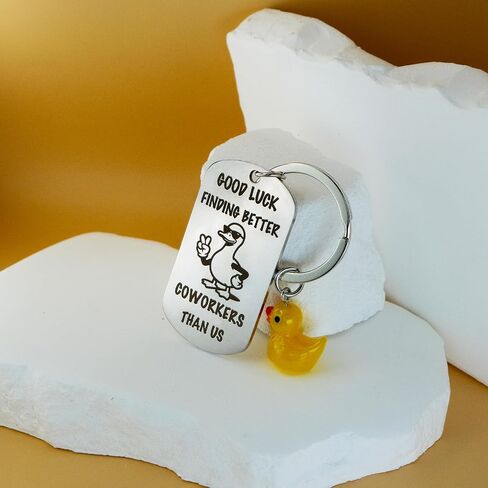 Funny Coworker Leaving Gift for Women Men Good Luck Duck Keychain Farewell Goodbye Gifts for Coworkers Lucky Duck Going Away Gift for Work Bestie Colleagues Friends Christmas Retirement in Kuwait
