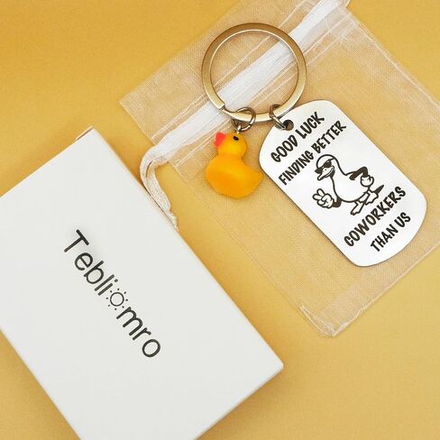 Funny Coworker Leaving Gift for Women Men Good Luck Duck Keychain Farewell Goodbye Gifts for Coworkers Lucky Duck Going Away Gift for Work Bestie Colleagues Friends Christmas Retirement in Kuwait