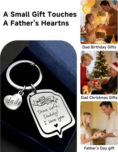 Father’s Day Gift for Dad, Drive Safe Daddy I Love You Keychain, Car Key Keepsake from Daughter Son Kids, Birthday Christmas Gift for Daddy Father (I Love You) in Kuwait