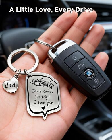 Father’s Day Gift for Dad, Drive Safe Daddy I Love You Keychain, Car Key Keepsake from Daughter Son Kids, Birthday Christmas Gift for Daddy Father (I Love You) in Kuwait