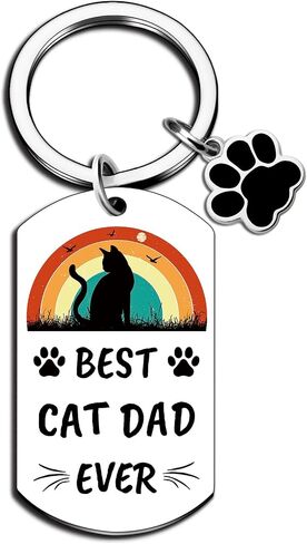 Cat Dad Fathers Day Gift Cat Dad Gifts for Men Cats Daddy Gifts for Men Catfather Keychain Accessories Birthday Gift Christmas Stocking Stuffers Presents for Father Black Cats Keychain in Kuwait