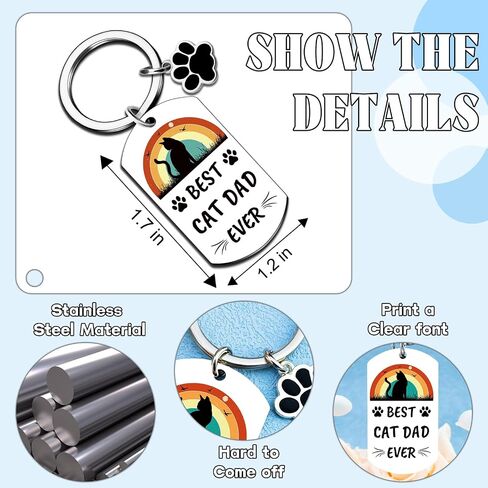 Cat Dad Fathers Day Gift Cat Dad Gifts for Men Cats Daddy Gifts for Men Catfather Keychain Accessories Birthday Gift Christmas Stocking Stuffers Presents for Father Black Cats Keychain in Kuwait