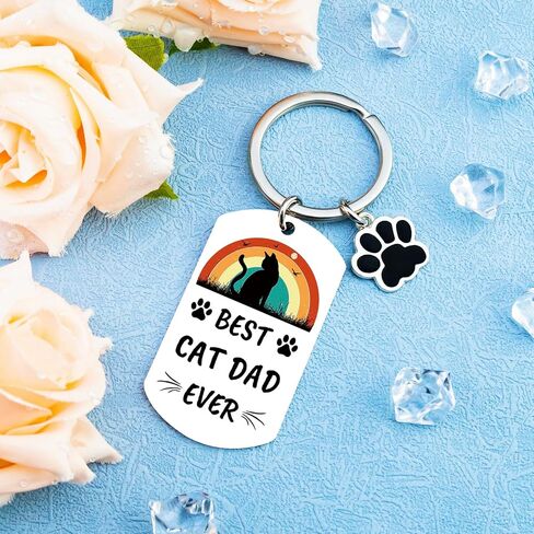 Cat Dad Fathers Day Gift Cat Dad Gifts for Men Cats Daddy Gifts for Men Catfather Keychain Accessories Birthday Gift Christmas Stocking Stuffers Presents for Father Black Cats Keychain in Kuwait