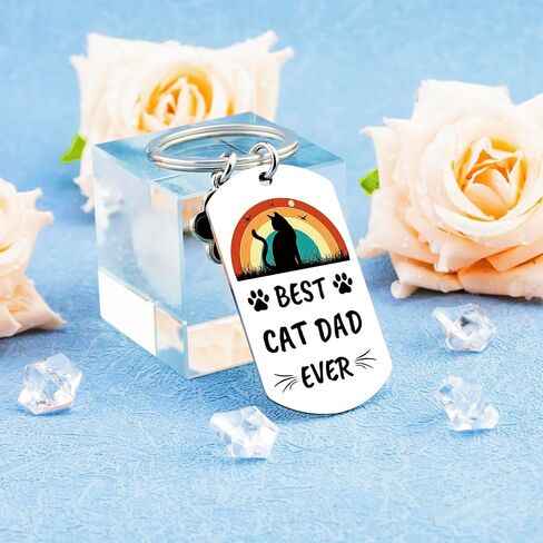 Cat Dad Fathers Day Gift Cat Dad Gifts for Men Cats Daddy Gifts for Men Catfather Keychain Accessories Birthday Gift Christmas Stocking Stuffers Presents for Father Black Cats Keychain in Kuwait