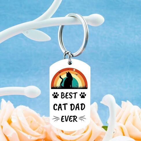Cat Dad Fathers Day Gift Cat Dad Gifts for Men Cats Daddy Gifts for Men Catfather Keychain Accessories Birthday Gift Christmas Stocking Stuffers Presents for Father Black Cats Keychain in Kuwait