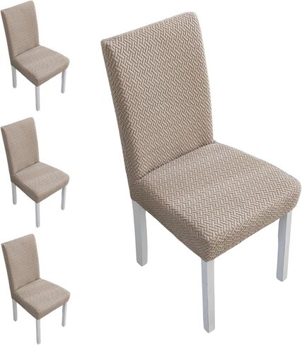 Dining Chair Covers Stretch Seat Covers for Dining Room Chairs Covers Set of 4 Kitchen Chair Slipcover for Home, Hotel, Banquet(Light Coffee,4Pcs-Large) in Kuwait