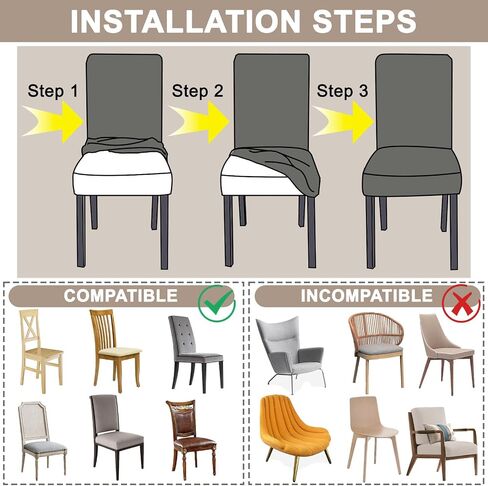 Dining Chair Covers Stretch Seat Covers for Dining Room Chairs Covers Set of 4 Kitchen Chair Slipcover for Home, Hotel, Banquet(Light Coffee,4Pcs-Large) in Kuwait